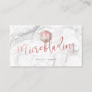 PIXDEZINES MICROBLADING MARMOR FALSCHES ROSÉGOLD VISITENKARTE