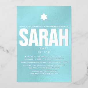 PixDezines Minimalistisch DIY Bat Mitzvah Folieneinladung