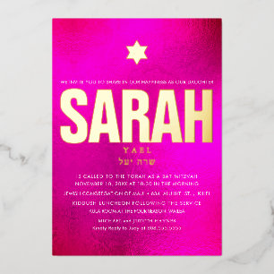 PixDezines Minimalistisch DIY Bat Mitzvah Folieneinladung