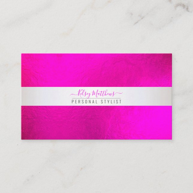 PixDezines Minimalistisch heiß- und leuchtend rosa Visitenkarte (Vorderseite)