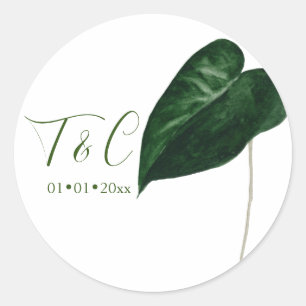 PixDezines Minimalistisch Lush Green Anthurium Fol Runder Aufkleber