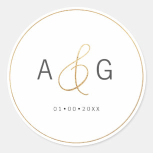 PixDezines Minimalistische Imitate Gold Ampersand Runder Aufkleber