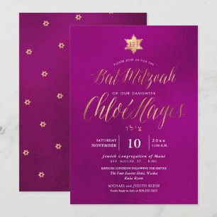 PixDezines Minimalistisches Fuschia Mitzvah, Schri Einladung