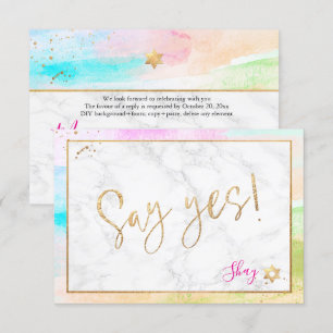 PixDezines Mitzvah✡ Abstract H2 Pastellwelle  RSVP Karte
