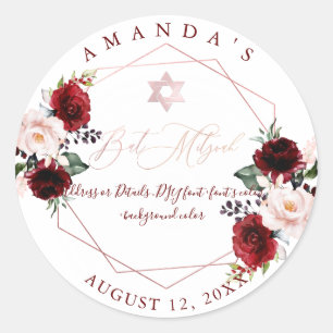PixDezines Mitzvah, Aquarellfarben-Blume, Rosa Runder Aufkleber