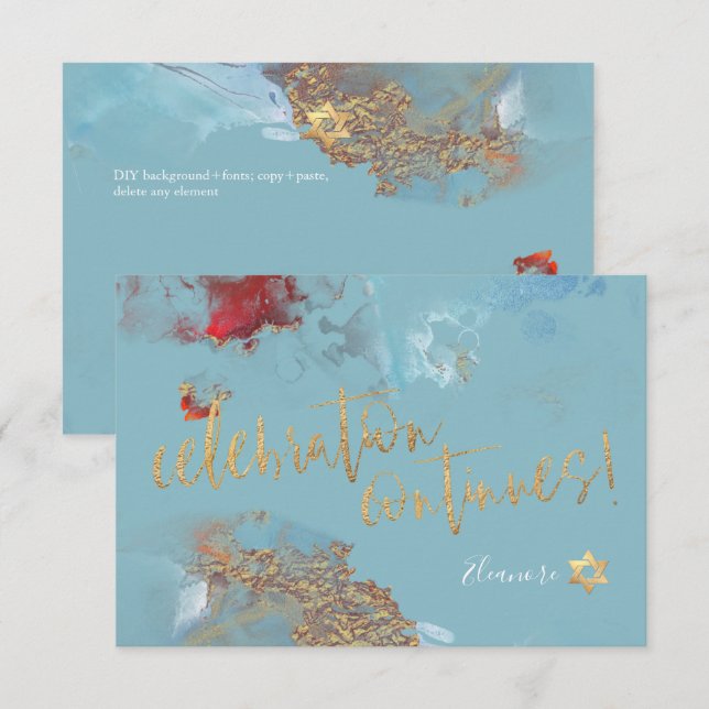 PixDezines Mitzvah Feier ✡ Galaxy Abstrakt R RSVP Karte (Vorne/Hinten)