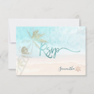 PixDezines Mitzwa-RSVP Breezy Beach Palmen  RSVP Karte