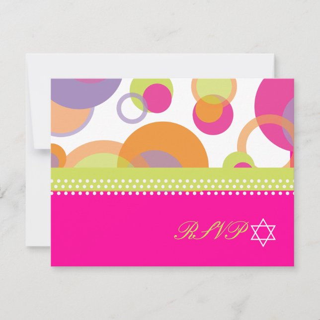 PixDezines Mod Bubbles UAWG to Bat Mitvah RSVP Karte (Vorderseite)