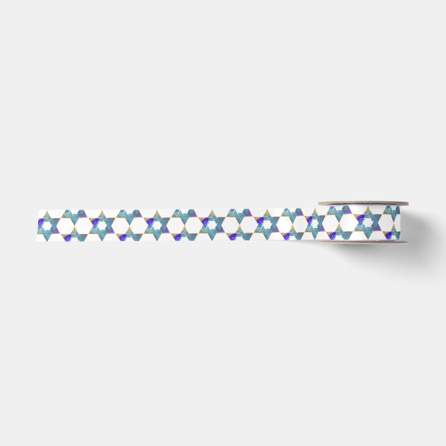 PixDezines Mod Star von David, Blue, Hanukkah Satinband (Vorderseite)
