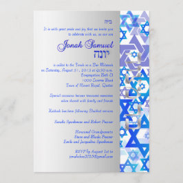 PixDezines Mod stars/Bar Mitzvah/blau/silber Einladung