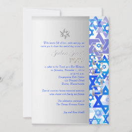 PixDezines Mod stars/Bar Mitzvah/dunkelblau/silber Einladung