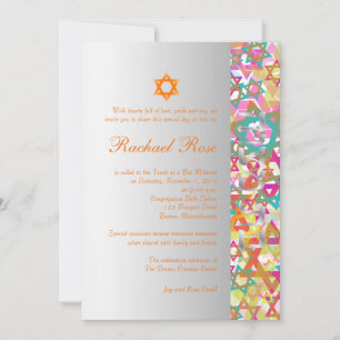 PixDezines Mod stars/Bar Mitzvah/Mehrfarben Einladung