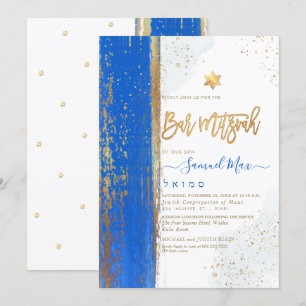 PixDezines Moderne Abstracte Tallit Bar Mitzvah In Einladung