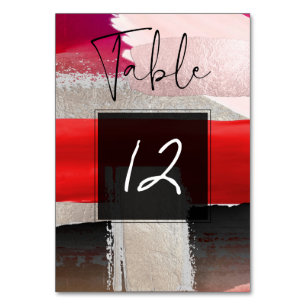 PixDezines Moderne Aquarell Rot Schwarz Tischnummer