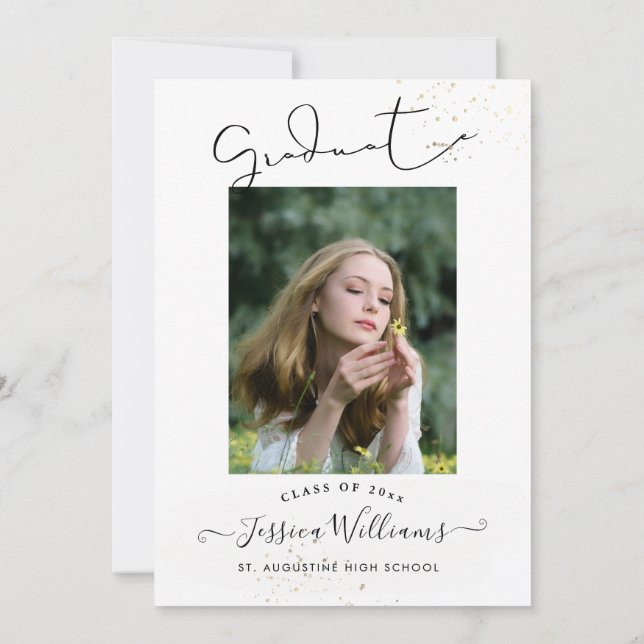 PixDezines Moderner Kalligraphie-Script-Abschluss  Einladung (Rückseite)