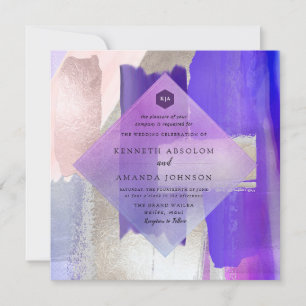 PixDezines Modernes Aquarellviolett+Silber Einladung