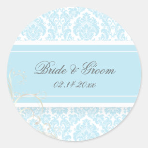 PixDezines Moiré-Damask-Hochzeitsaufkleber Runder Aufkleber