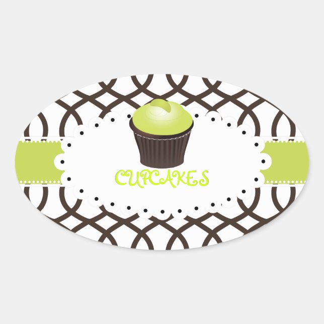 PixDezines monaco trellis+cupcake/DIY Farbe Ovaler Aufkleber (Vorderseite)