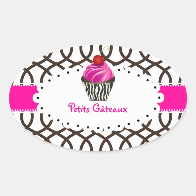 PixDezines monaco trellis+cupcake/DIY Farbe Ovaler Aufkleber (Vorderseite)