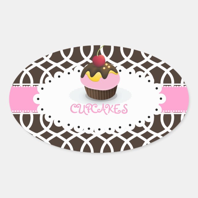 PixDezines monaco trellis+cupcake/DIY Farbe Ovaler Aufkleber (Vorderseite)