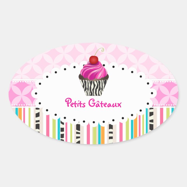PixDezines monaco trellis+cupcake/DIY Farbe Ovaler Aufkleber (Vorderseite)