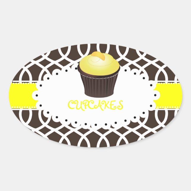 PixDezines monaco trellis+cupcake/DIY Farbe Ovaler Aufkleber (Vorderseite)