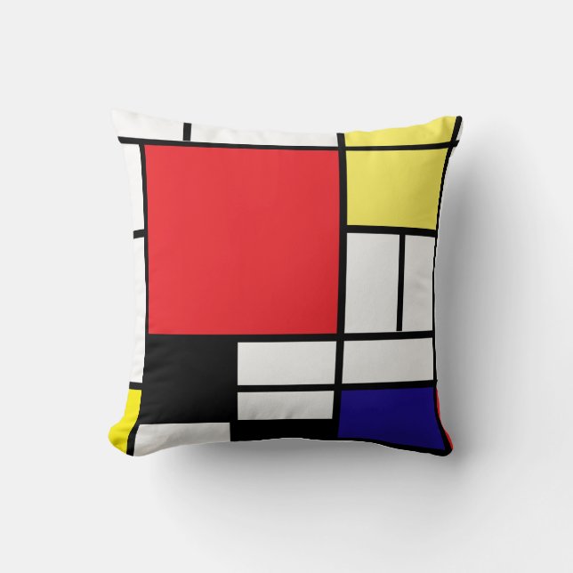 PixDezines Mondrian Arts 2/DJ Hintergrund Kissen (Vorderseite)