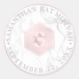 PixDezines Monogram Blush Pink Honeycomb Mitzvah Runder Aufkleber