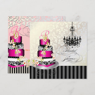 PixDezines MONOGRAM BRAUTPARTY/HOT PINK CAKE Einladung