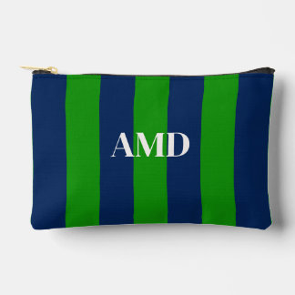 PixDezines Monogram Cabana Streifen Navy Grün Zubehörtasche
