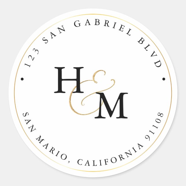 PixDezines Monogram Imitate Gold Script Ampersand  Runder Aufkleber (Vorderseite)