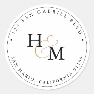 PixDezines Monogram Imitate Gold Script Ampersand Runder Aufkleber