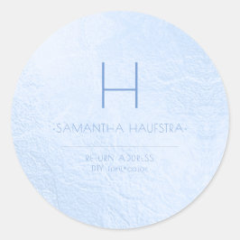 PixDezines Monogram Iridescent Blue Runder Aufkleber