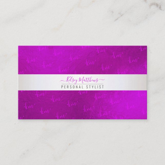 PixDezines Monogram Minimalistisch Radiant Magenta Visitenkarte (Vorderseite)