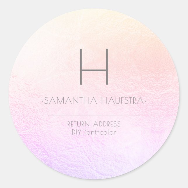 PixDezines Monogram Ombre Blush Imitats Foil Runder Aufkleber (Vorderseite)