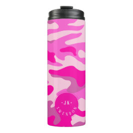 PixDezines Monogram Sassy Pink Camouflage Thermosbecher