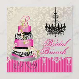 PixDezines Monogramm Braut, rosa Hochzeitstorte Einladung
