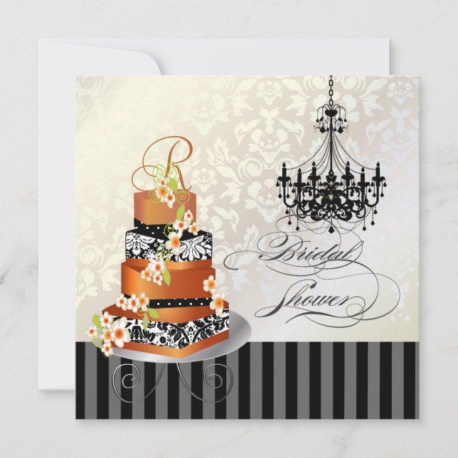 PixDezines-Monogramm-Bridal, gebrannter Aprikosenk Einladung (Vorderseite)