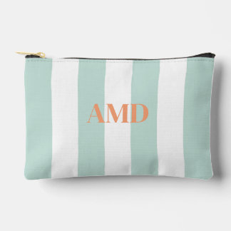 PixDezines Monogramm Cabana-Streifen Mintgrün Zubehörtasche
