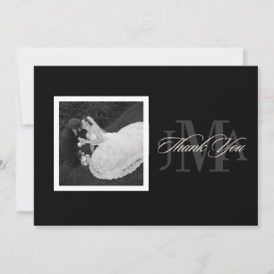 PixDezines Monogramm Dankeskarten m. Foto, flach Dankeskarte