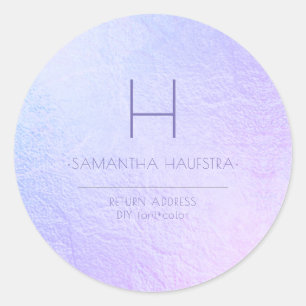 PixDezines Monogramm Irisierende Hortensie+Violett Runder Aufkleber