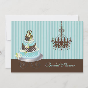 PixDezines Monogramm Kuchen/aquamarin blau, Brautp Einladung