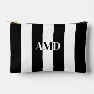 PixDezines Monogramm-Streifen Schwarz Weiß Zubehörtasche