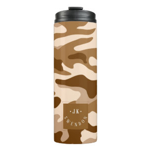 PixDezines Monogramm Wüsten-Sand-Tarnung Thermosbecher