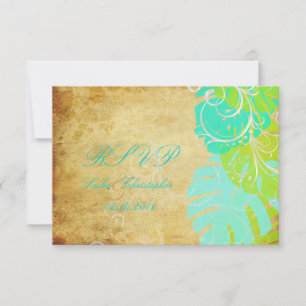 PixDezines Monstera-Blätter + Perleneffekte RSVP Karte