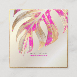 PixDezines MONSTERA, DUO TONE IMITATS FOIL, WARNPI Quadratische Visitenkarte
