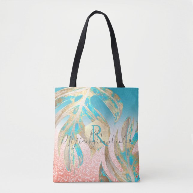 PixDezines Monstera | Irisierendes Gold | DIY Colo Tasche (Vorderseite)