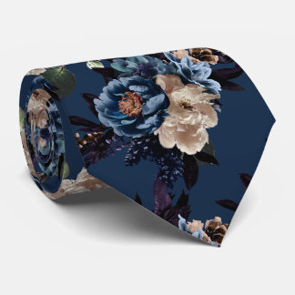 PixDezines Moody Botanische Blaue Creme Blumen Krawatte
