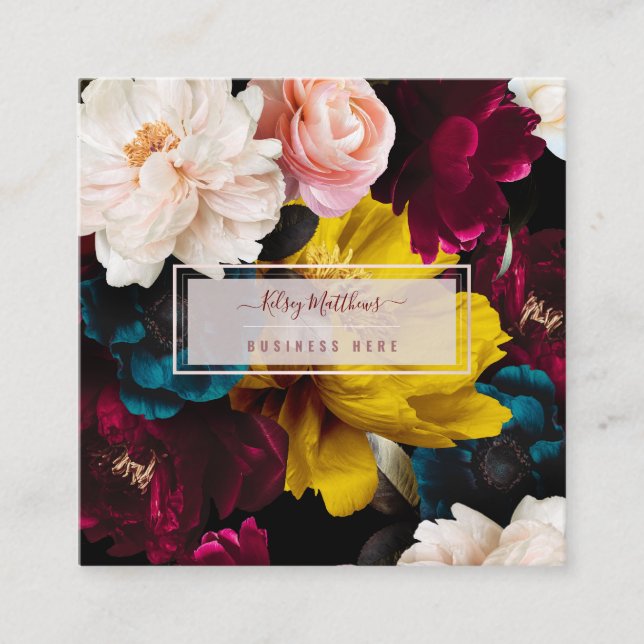 PixDezines Moody Botanische Blume Quadratische Visitenkarte (Vorderseite)