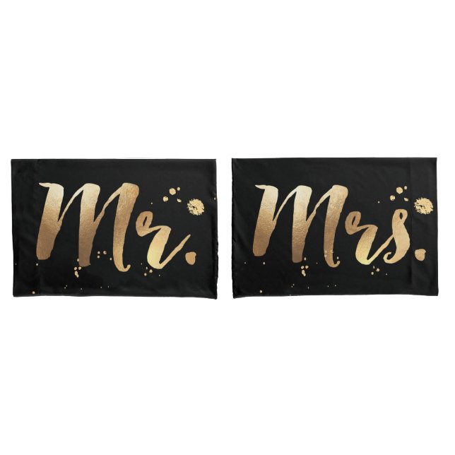 PixDezines mr/mrs/Imitat Goldfarben/DIY-Farbstoffe Kissenbezug (Vorderseite-Set)